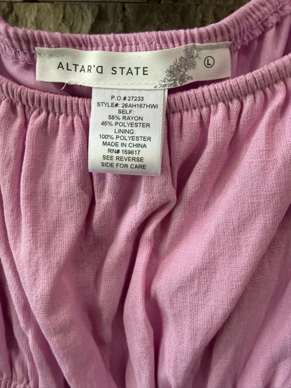 Altar'd State Dusty Pink Smocked Waist Tiered Dress - Picture 3 of 3